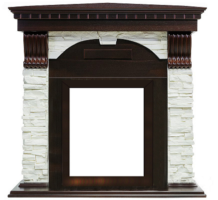Классический портал для камина Royal Flame Dublin арочный сланец белый угл. под классический очаг, цвет темный дуб/белый