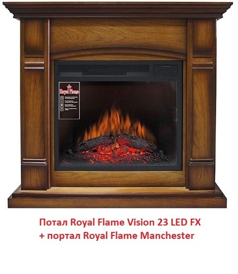 Широкий портал Royal Flame Manchester под очаг Vision 23 LED FX, цвет античный дуб - фото 3