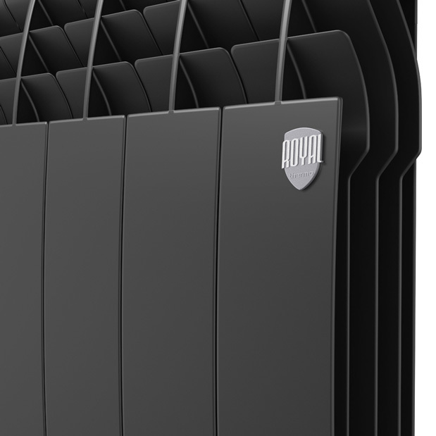 Алюминиевый радиатор Royal Thermo Biliner Alum 500 Noir Sable 6 секц, цвет черный - фото 4