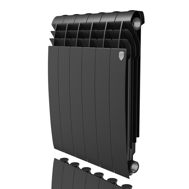 Алюминиевый радиатор Royal Thermo Biliner Alum 500 Noir Sable 6 секц, цвет черный - фото 3