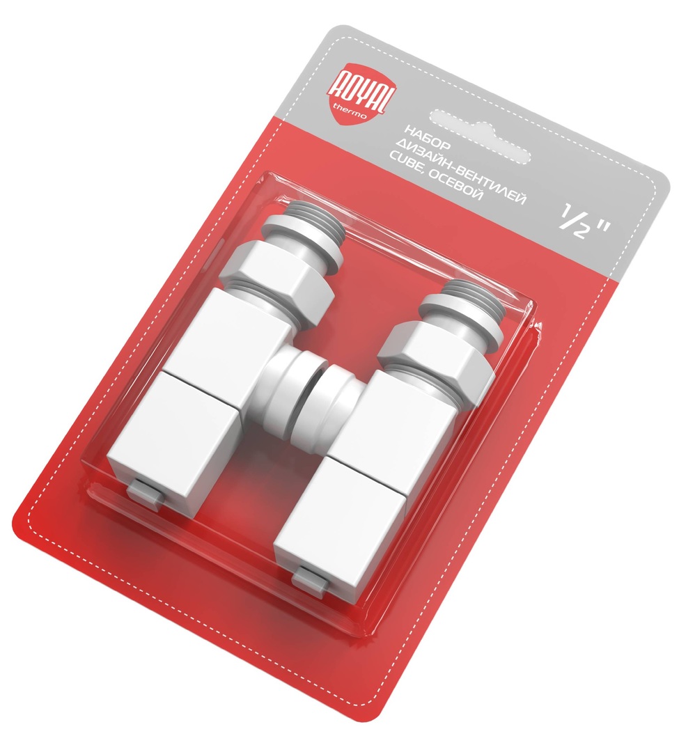 

Набор вентелей Royal Thermo, Royal Thermo CUBE, ОСЕВОЙ, (2 шт) белый