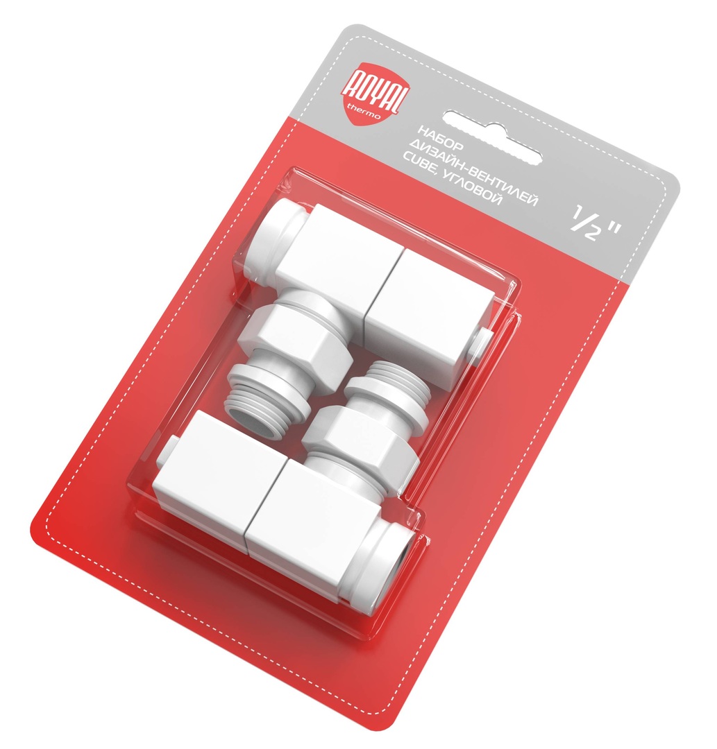 

Набор вентелей Royal Thermo, Royal Thermo CUBE, УГЛОВОЙ, (2 шт) белый