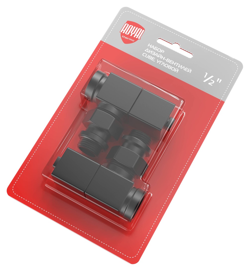 

Набор вентелей Royal Thermo, Royal Thermo CUBE, УГЛОВОЙ, (2 шт) черный