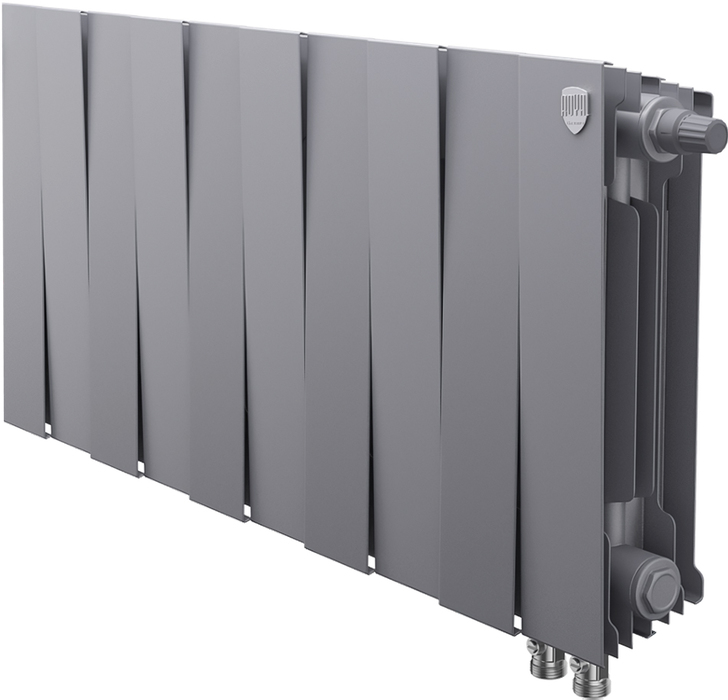 Биметаллический радиатор Royal Thermo Pianoforte 300 VD 10 секц. Silver Satin, цвет серый - фото 1