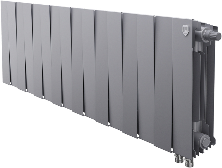 Биметаллический радиатор Royal Thermo Pianoforte 300 VD 16 секц. Silver Satin, цвет серый - фото 1