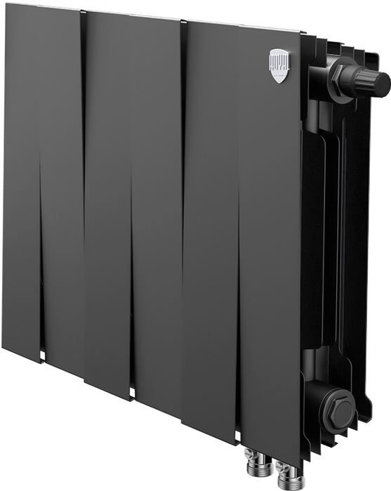 Биметаллический радиатор Royal Thermo Pianoforte 300 VD 6 секц. Noir Sable, цвет черный - фото 1