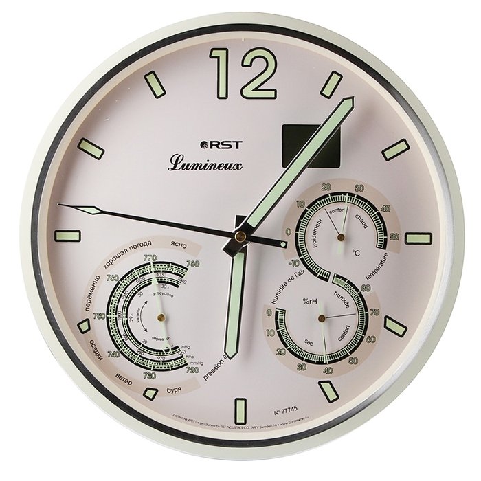Настенные часы с барометром Rst часы настенные kanglijia clock серые 40х40х4 7 см
