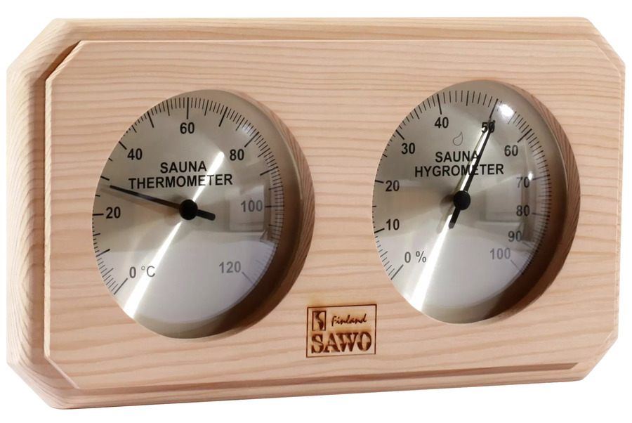 Термо+Гигро SAWO пуходерка в деревянном корпусе с каплями 12 2 х 13 5 см