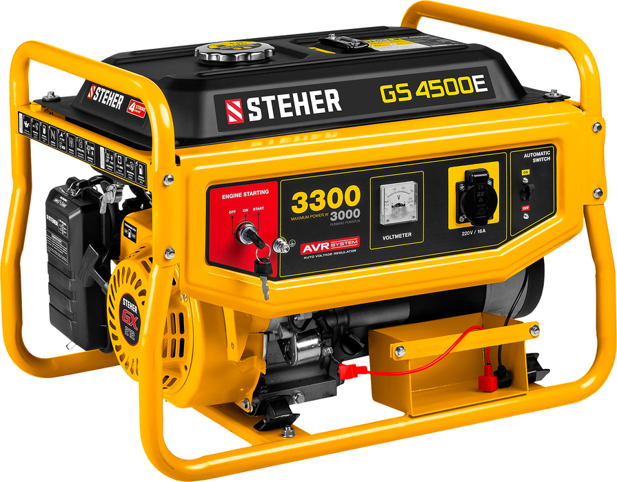 генератор бенз steher gs 4500е 4т 220 в 3300 вт 7 л с электро руч стар 15 л Бензиновый STEHER GS-4500Е