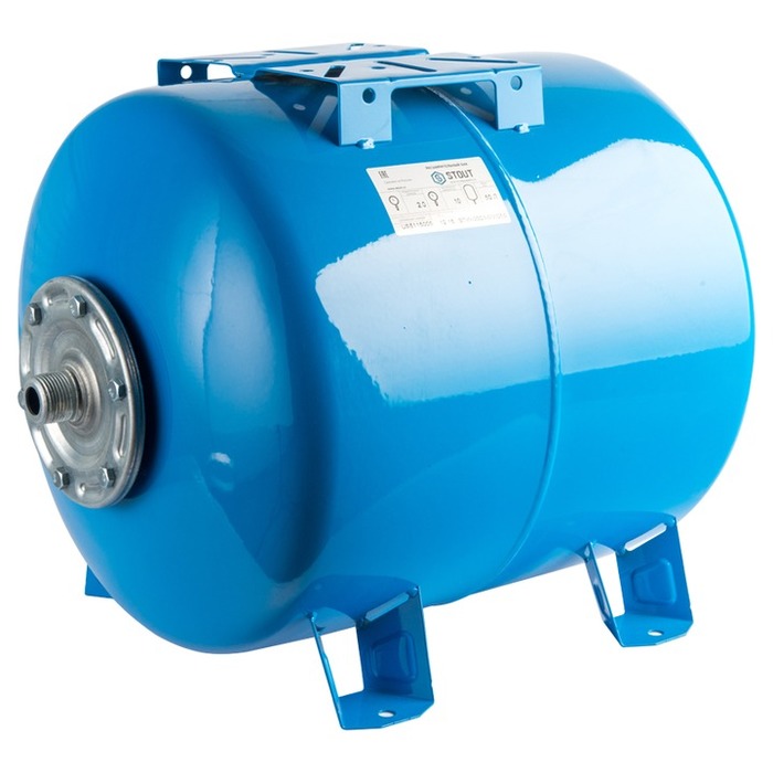 Гидроаккумулятор STOUT 50л/10бар горизонтальный (STW-0003-000050), цвет синий
