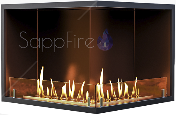 

Настенный биокамин Sappfire, Черный, Sappfire для угловой стены 1000