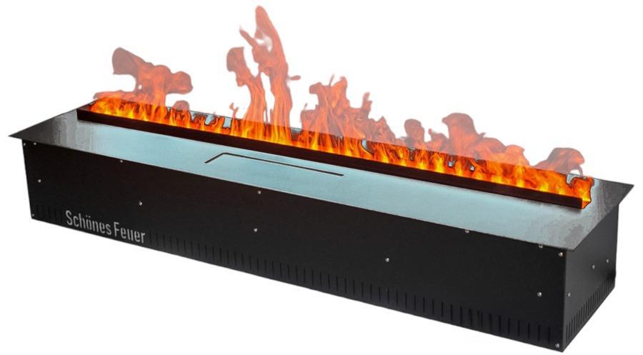 Линейный электрокамин Schones Feuer 3D FireLine 1000 Pro стальной + синий цвет