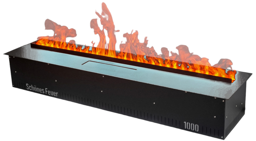 Встраиваемый очаг в модуль Schones Feuer 3D FireLine 1000 стальной, цвет серебристый - фото 1