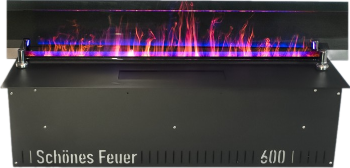 Линейный электрокамин Schones Feuer 3D FireLine 600 + синий цвет