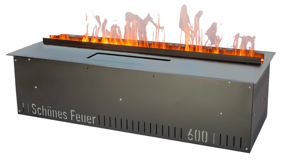 Встраиваемый очаг в модуль Schones Feuer 3D FireLine 600 стальной, цвет серебристый - фото 1