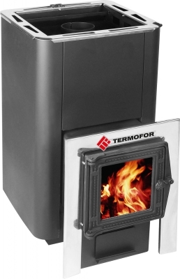 Дровяная печь 20 кВт Термофор Олимп 14-18 (чугунная дверца со стеклом+парогенератор) банная печь добропар от бренда термофор