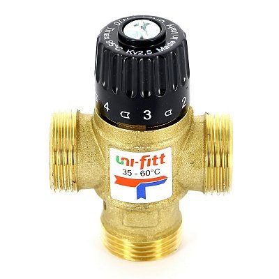 Смесительный клапан Uni-fitt Н 1 термосмесительный 35-60С, Kvs 2,5 смешение боковое термостатич смесительный клапан 35 60с