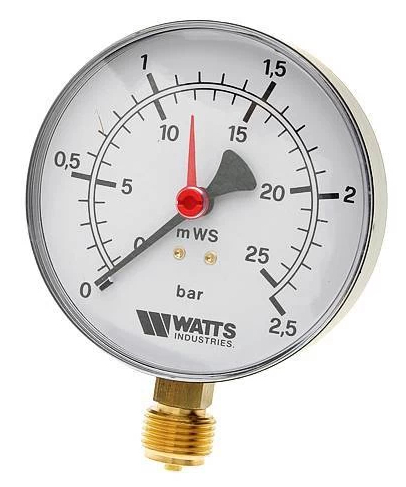 Манометр радиальный Watts манометр росма d 100 мм 2 5 бар 1 2 нр радиальный