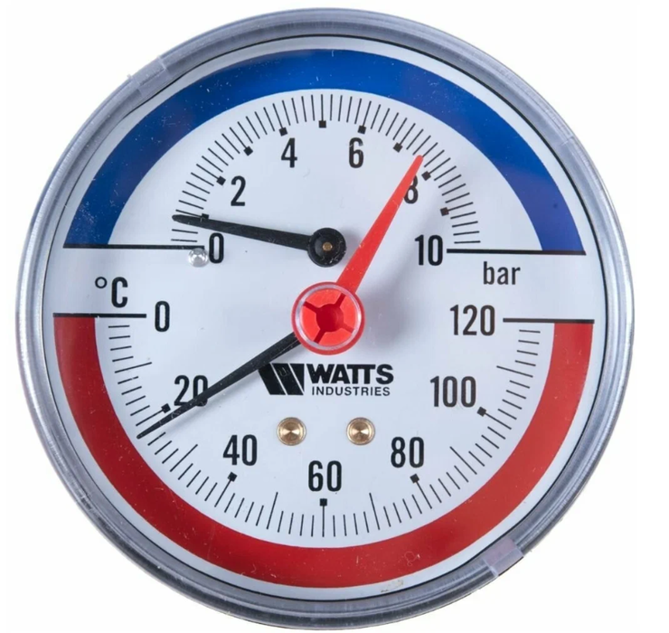 Термоманометр аксиальный Watts FR 818 (TMAX) 10 бар tim термоманометр аксиальный 1 2 6 бар 60шт