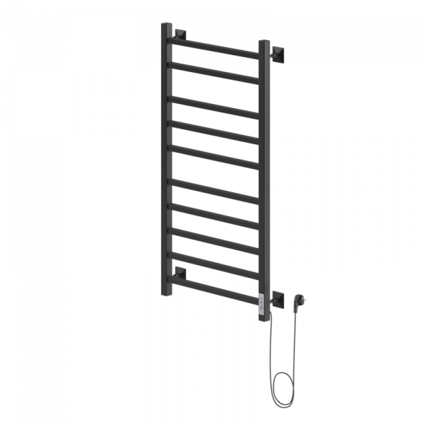 Электрический полотенцесушитель лесенка Ника STEP-2 100/50 RAL9005 черный матовый правый тэн полотенцесушитель электрич кабельный ника step 2 100 50 ral9005 черный матовый левый тэн step 2 100 50 черн мат лев