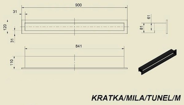 Вентиляционная решетка для камина Kratki Mila тунель 120х900 KRATKA/MILA/TUNEL/M фото #2