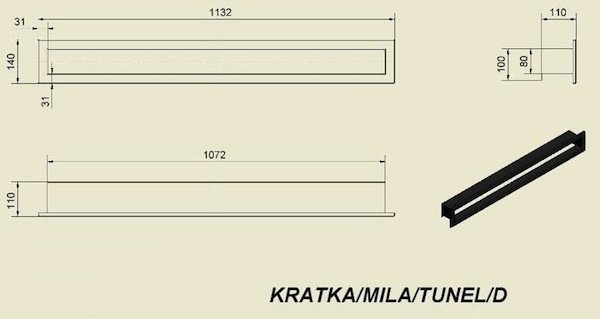 Вентиляционная решетка для камина Kratki Mila тунель 140х1132 KRATKA/MILA/TUNEL/D фото #2