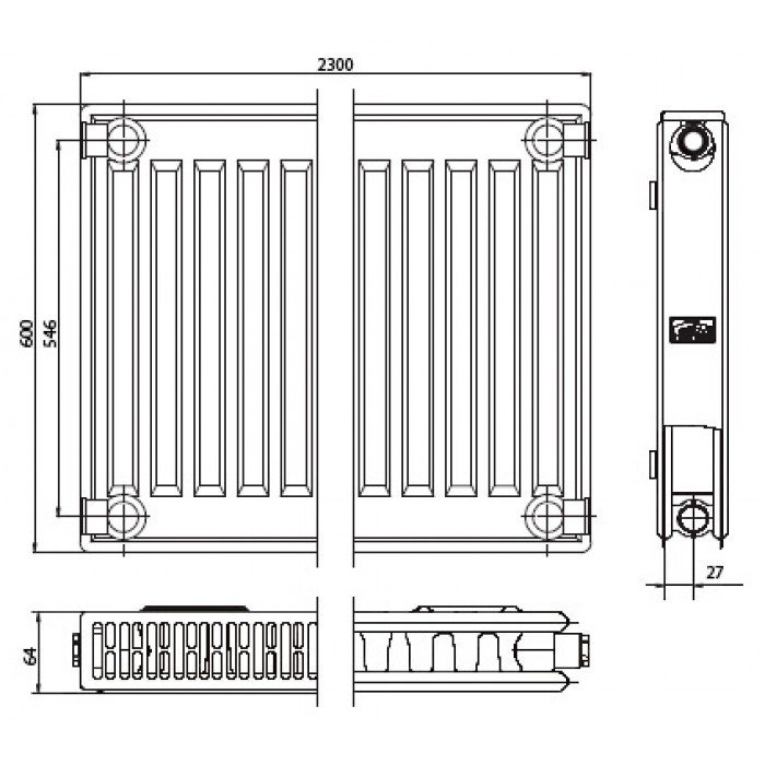 Стальной панельный радиатор Тип 21 Kermi FTV(FKV) 12 600x2000 фото #2