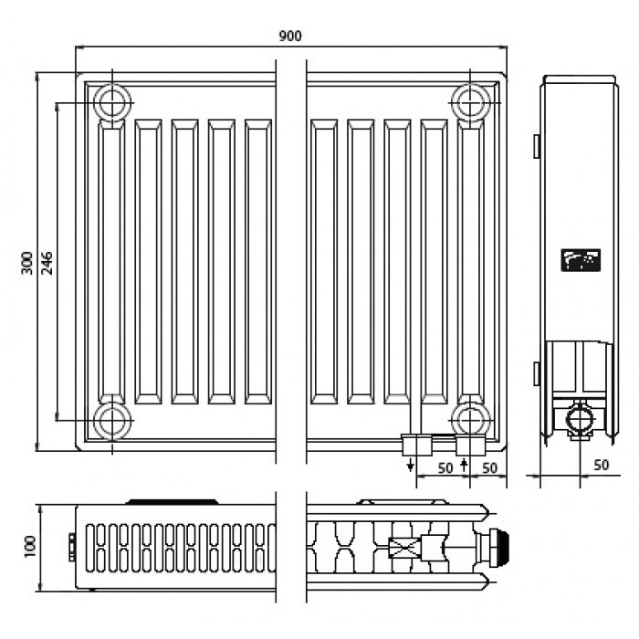 Стальной панельный радиатор Тип 22 Kermi FTV(FKV) 22 900x1100 фото #4