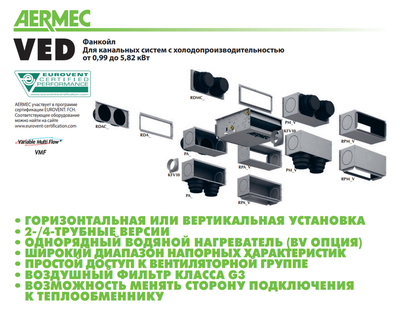 Канальный фанкойл до 16 кВт Aermec VED 740I фото #2