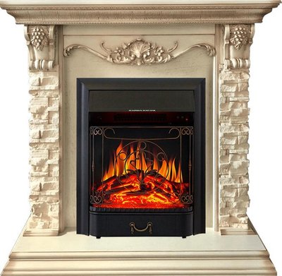 Электрокамин с классическим очагом 2D Royal Flame Adriana c очагом Majestic FX Brass
