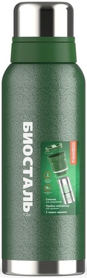 Термос Biostal Охота (1,2 литра), 2 чашки, с ситечком, зеленый (NBR-1200Z-G)