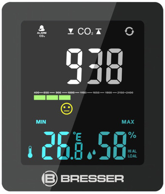 Барометр Bresser Air Quality Smile с датчиком CO2, черный фото #3