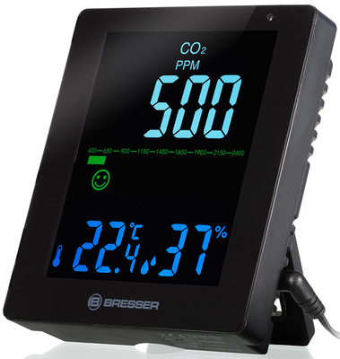 Барометр Bresser Air Quality Smile с датчиком CO2, черный