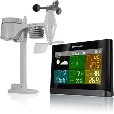 Цифровая метеостанция с радиодатчиком Bresser Comfort 5 в 1 с цветным дисплеем (черная) (74652)