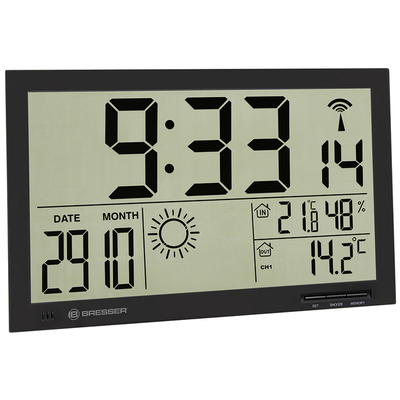 Цифровая метеостанция с радиодатчиком Bresser MyTime Jumbo LCD (черная) (74646)