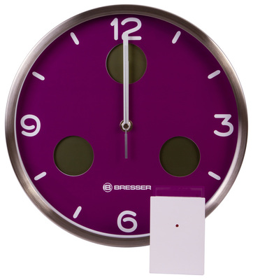 Часы без проекции Bresser MyTime io NX Thermo/Hygro, 30 см, фиолетовые фото #2