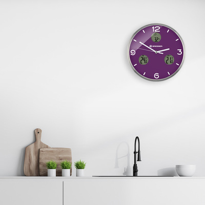Часы без проекции Bresser MyTime io NX Thermo/Hygro, 30 см, фиолетовые фото #5