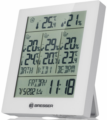 Цифровая метеостанция с радиодатчиком Bresser Temeo Hygro Quadro Prestige с тремя датчиками, белая (78585) фото #4