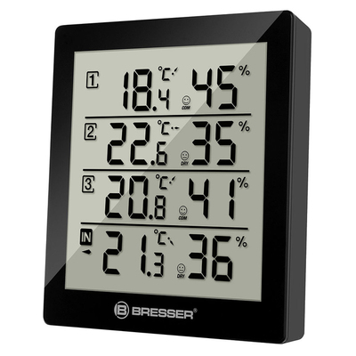 Цифровая метеостанция с радиодатчиком Bresser Temeo Hygro Quadro (черная) (73257)