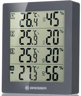 Цифровая метеостанция с радиодатчиком Bresser Temeo Hygro Quadro, серая (75692) фото #6