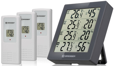 Цифровая метеостанция с радиодатчиком Bresser Temeo Hygro Quadro, серая (75692)