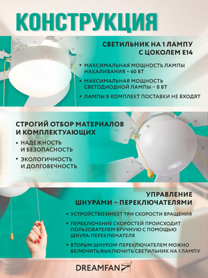 Вентилятор с подсветкой Dreamfan Smart White REG 76 фото #16