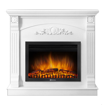 Электрокамин с широким очагом 2D Electrolux EFP/P-2720RLS с порталом Firelight Barocco 25 белый