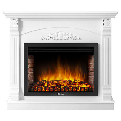 Электрокамин с широким очагом 2D Electrolux EFP/P-3320RLS с порталом Firelight Barocco 30 белый
