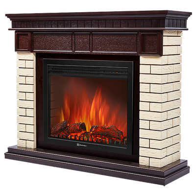 Электрокамин с широким очагом 2D Electrolux EFP/P-2520LS с порталом Firelight Bricks 25 камень бежевый, темный дуб фото #2