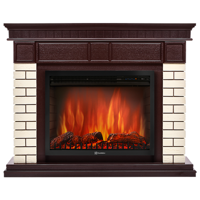 Электрокамин с широким очагом 2D Electrolux EFP/P-2720RLS с порталом Firelight Bricks 25 камень бежевый, темный дуб