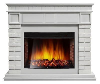 Электрокамин с широким очагом 2D Electrolux EFP/P-3320RLS с порталом Firelight Bricks 30 кирпич белый/белая эмаль