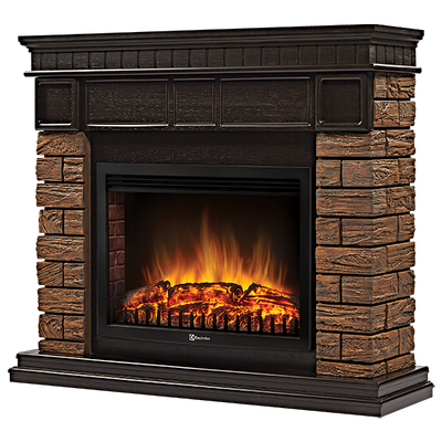 Электрокамин с широким очагом 2D Electrolux EFP/P-2520LS с порталом Firelight Bricks WOOD 25 камень темный, шпон венге фото #2