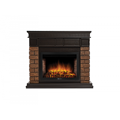 Электрокамин с широким очагом 2D Electrolux EFP/P-3020LS с порталом Firelight Bricks WOOD 30 камень темный, шпон венге