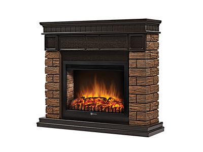 Электрокамин с широким очагом 2D Electrolux EFP/P-3320RLS с порталом Firelight Bricks WOOD 30 камень темный, шпон венге фото #2